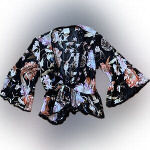 KNOX ROSE Floral Kimono Wrap Top